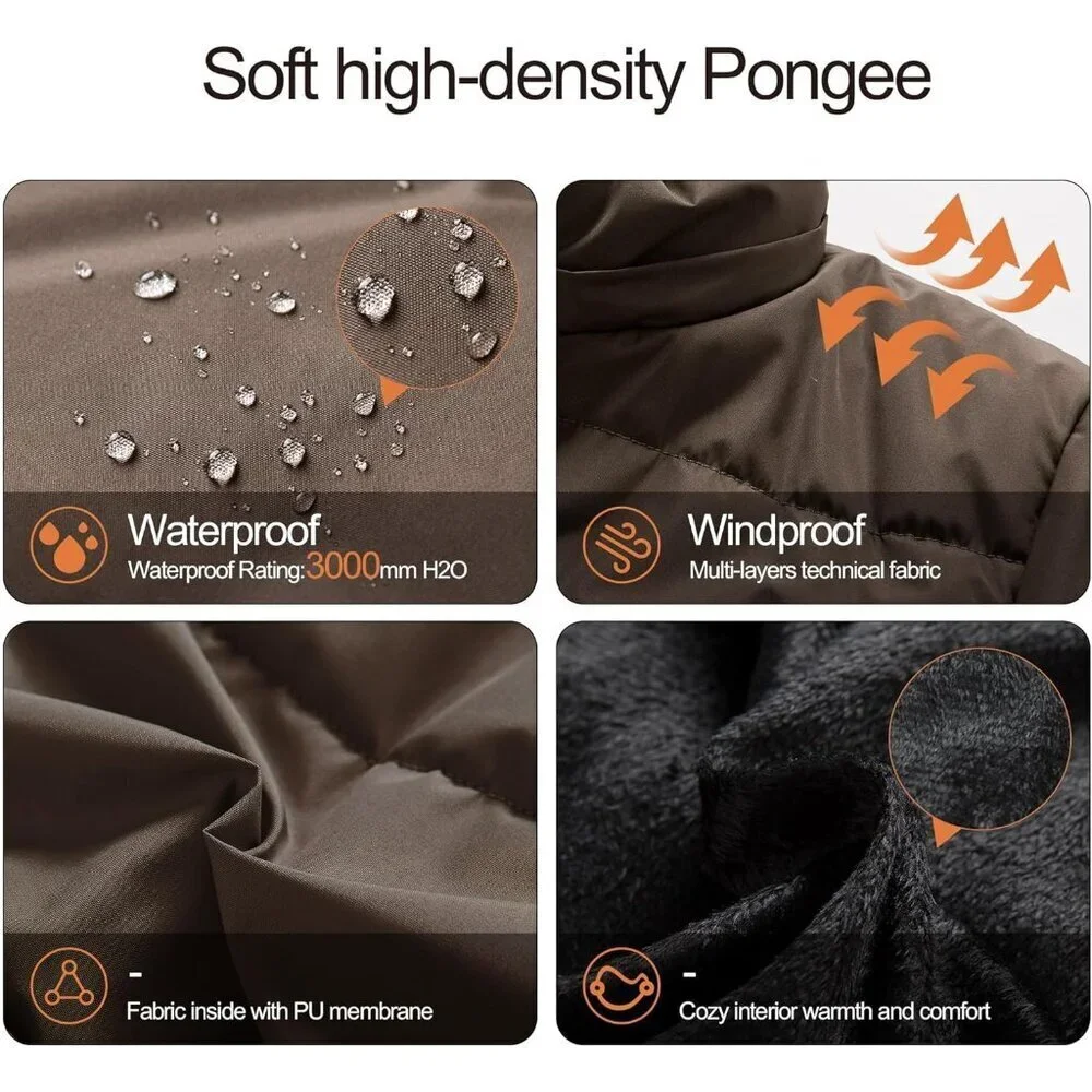 Women's Brown Winter Warm Long Drawstring Waterproof Snow Puffer Jacket